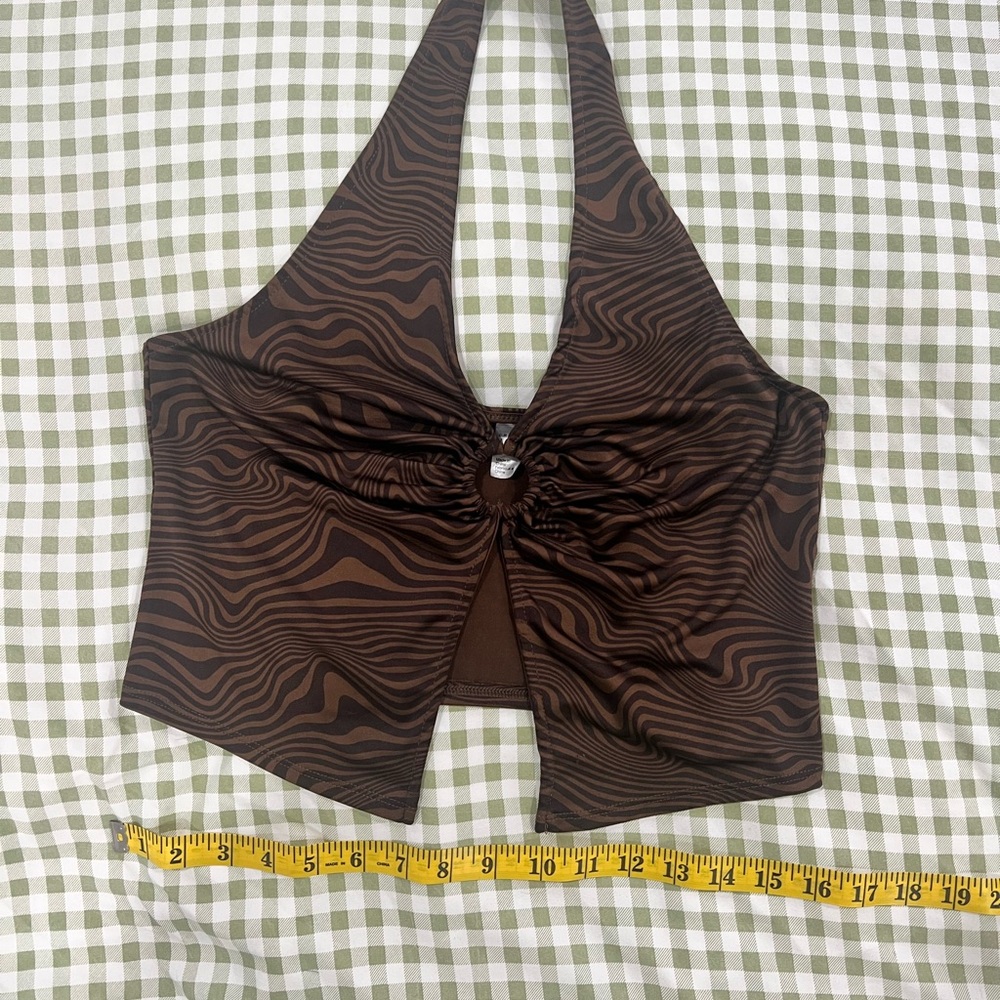 Brown Halter Top with Swirl Pattern